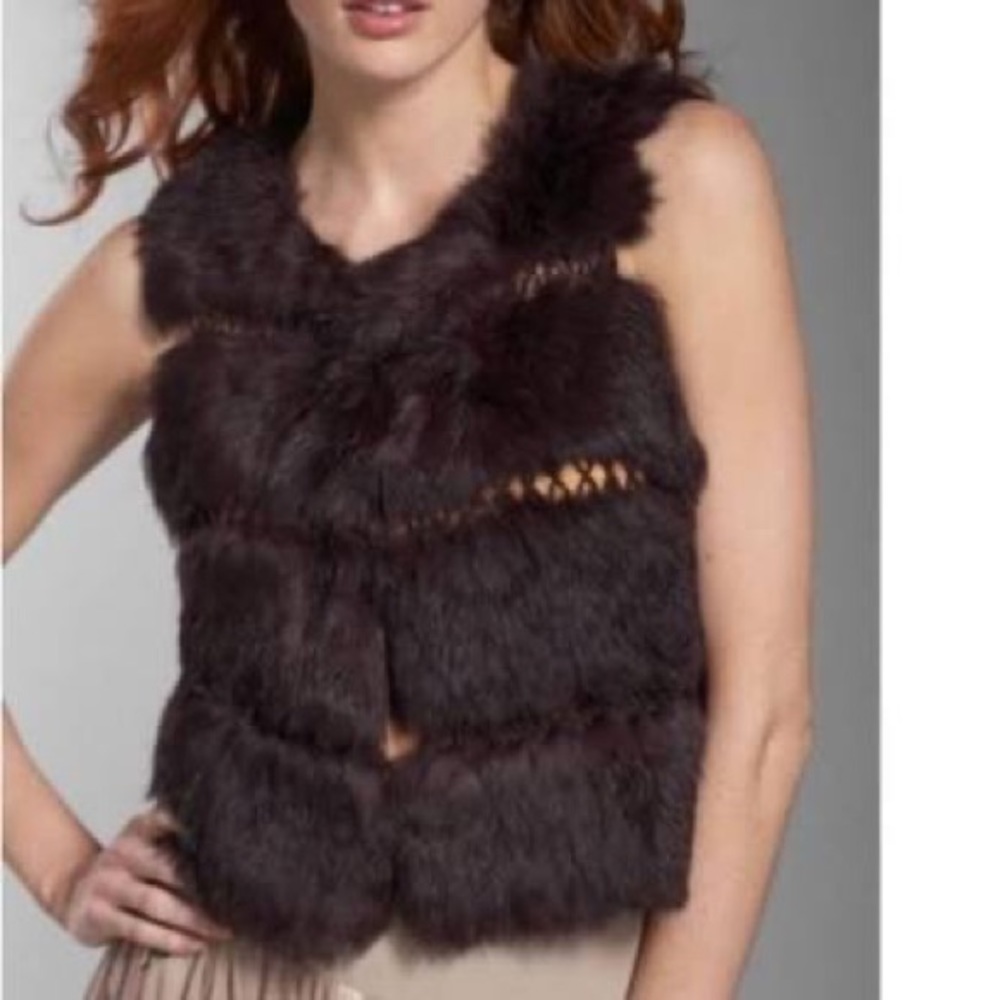 BCBG Rabbit Fur Vest - S